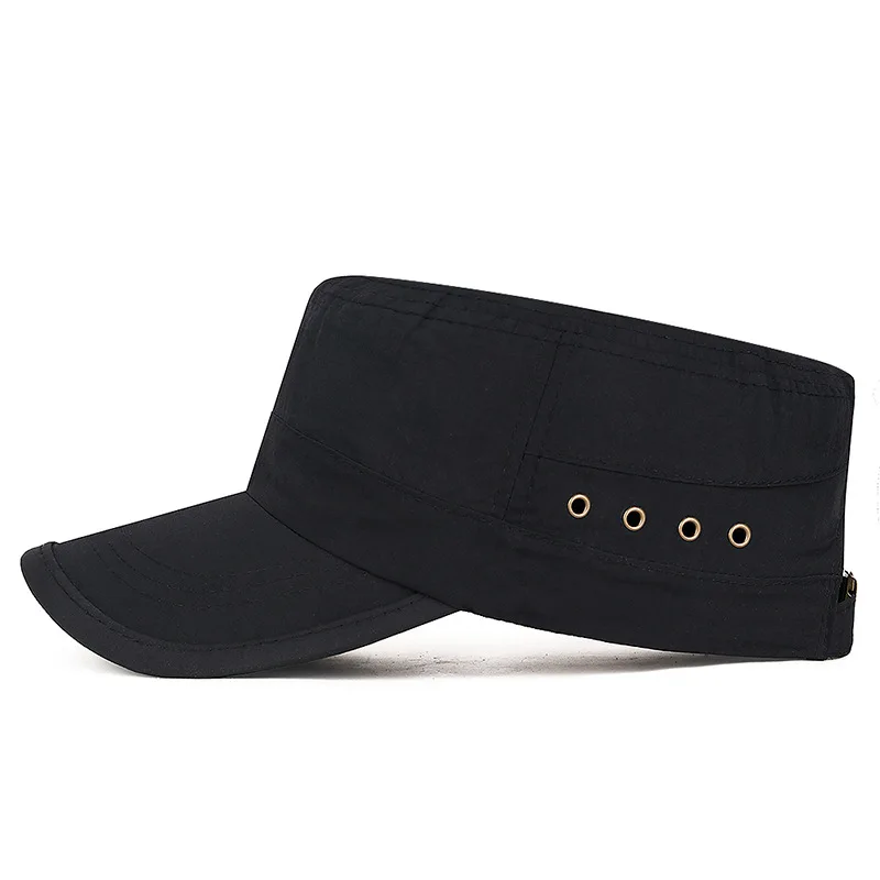 Trendige Flat-Top-Sonnenkappe, atmungsaktiv, schnell trocknend, Outdoor-Golfmütze mit Metallösen, leichte, verstellbare Baseballkappe – Detail 6