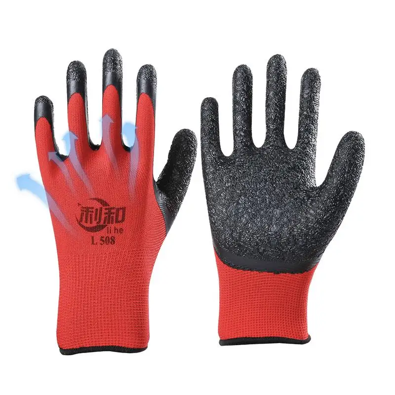 

Warehouse Gloves Latex Multi-Purpose Work Gloves Crinkle Pattern Seamless Knit Comfort Stretch Fit Nylon Firm Grip 12 Pairs