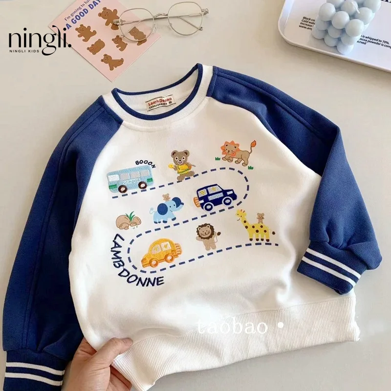 Children's Sweater24Autumn New Car Track Color Matching Boy's Hoody Girls' Bottoming Shirt Wholesale