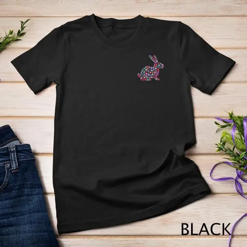 Floral Easter Bunny Shirt Women Girls Spring Flowers Rabbit Unisex T shirt