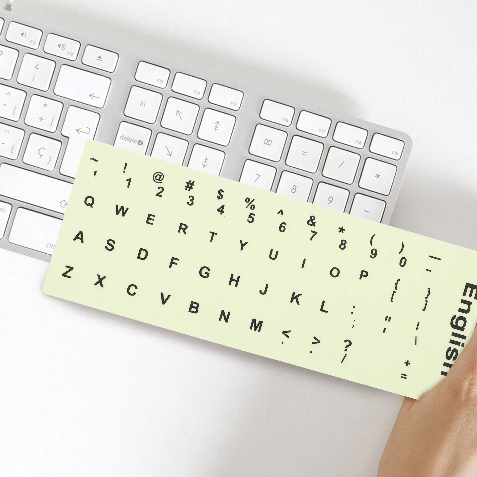 1Sheet Glow in The Dark Keyboard Stickers English Layout Luminous Letter Stickers 1.3x1.1cm for Laptop Desktop Computer Keycaps