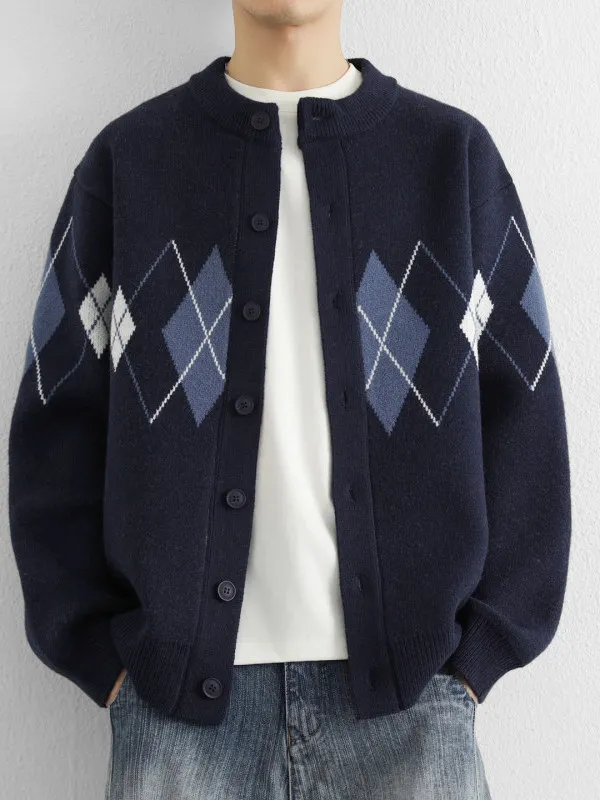 

Casual id Pattern Open Cardigan Knitwear for Men Spring Season College Sle Teenager Casual Top Trendy Long Sve round Ne