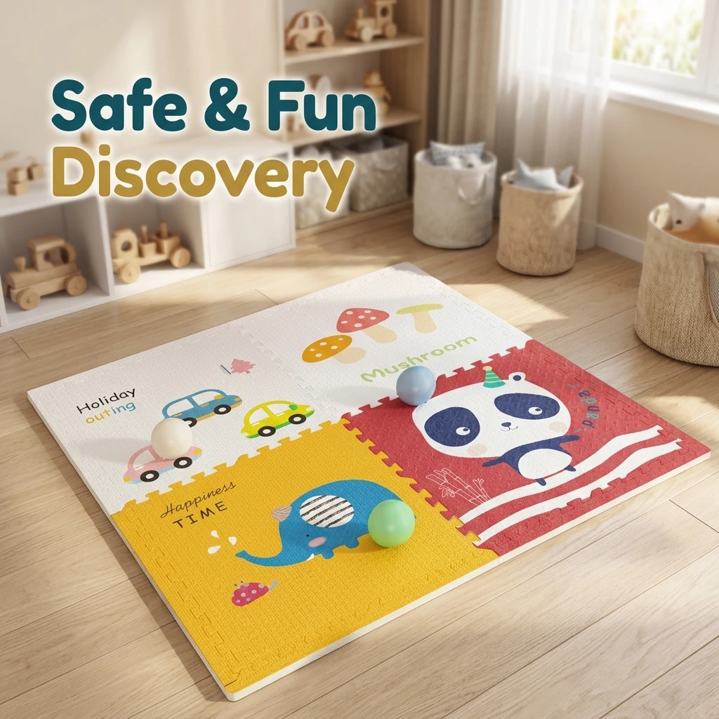 Number Puzzle Foam - แผ่นรองพื้นโฟมลายการ์ตูน 4 ชิ้น แบบพรีเมียม แผ่นรองเล่นแบบต่อกันได้ คุณภาพสูง