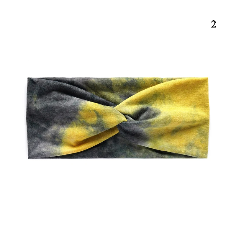 Tie Dye Printed Solid Women Headband Wide Sports Yoga Sweatband Elastic Stretch Hairband Headwear Boho Hair Turban Knot Headwrap