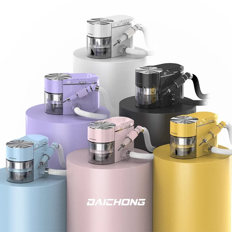 DAICHONG 2-in-1 Manicure & Pedicure Vacuum Drill Pen 35000 Speed Brushless Motor Plastic Nail Dust Collector Desktop Tool