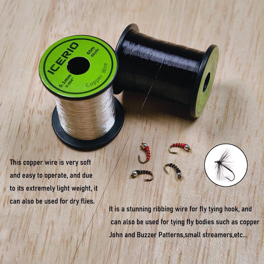 0,1 mm 60 m Kupferdraht, feiner Metalldraht, Fliegenbindematerial für Kupfer-John-Wet-Fliegen, Buzzer-Midge-Nymphen, Forellen-Angelköder – Detail 5