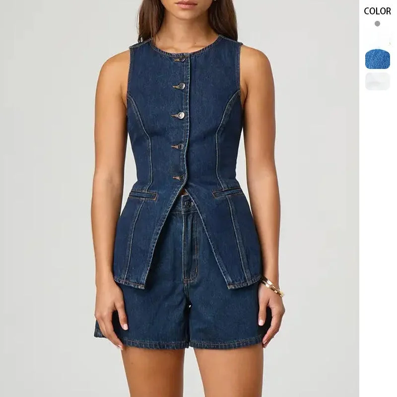 

Faionable High Waist Loose Jeans orts Set Svel Waist Cinched Independent Station Spring Summer 2025 Women's Ensemble