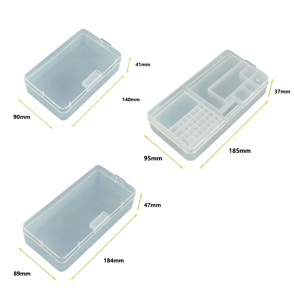 1pc Transparent Rectangle Plastic Storage Boxes Screw Holder Case Organizer Container Jewelry Nail Art Equipment Tools-Case