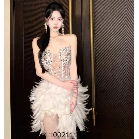 Ballet Costume Slim Fit Full Diamond Puffy Mesh Dress, Women's Stage Ballet Latin Dance Performance Costume