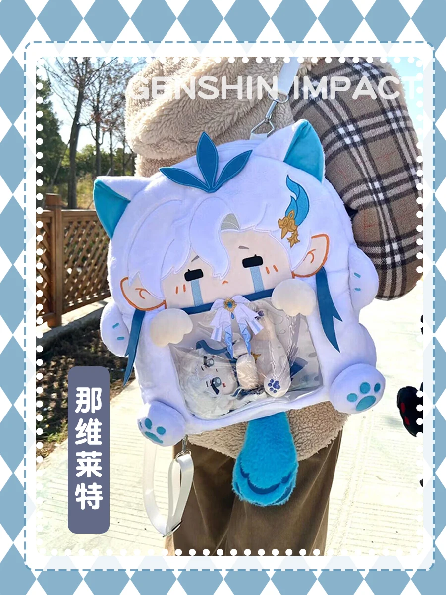 

Neuvillette Wriothesley Itabag Game Genshin Impact Cute Plush Crossbody Messenger Shoulder Bag Backpack Cosplay Fans Gift