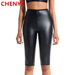 Body Shaper High Waisted Faux Leather Leggings Stretch Pleather Pants Womens Waist Trainer Control panties Slim Shapewear Shorts