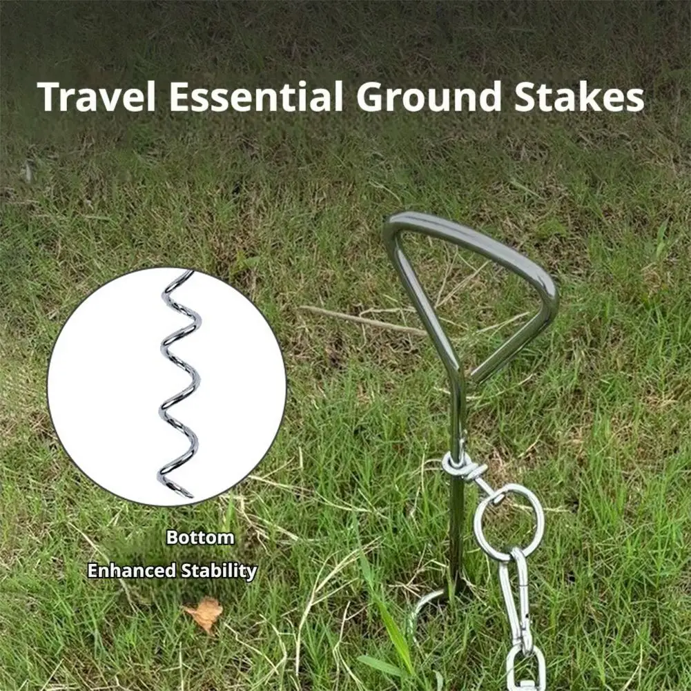 Dog Tie Out Stake, 16'' Heavy Duty Anti Rust Spiral Stake For Medium-Large Dogs, Outside Ground Stake For Yards, Lawns & Camping