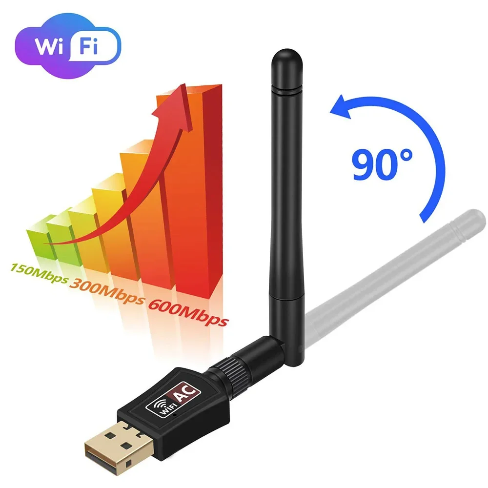 AC 600M Faster Wireless WIFI USB Adapter Dual Band  Wireless USB Dongle Antenna Network Adapter For Tablet Laptop Destop PC