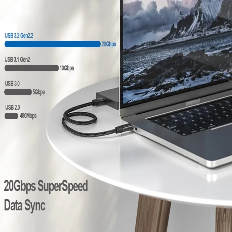 3M USB3.2 Elbow 20Gbps Cable 100W 4K@60Hz Cable Super Transfer For Oculus Quest2 link XPS SSD USB C to USB 3.1 Gen2 Cable