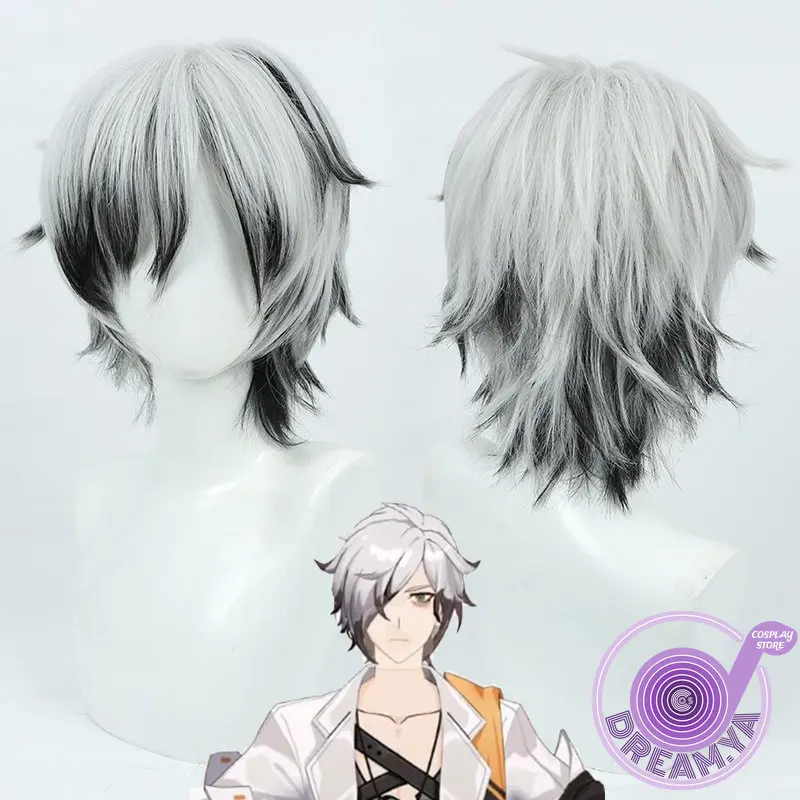 

Kalpas Cosplay Wig Honkai Impact Gray Black Mixed Short Heat Resistant Synthetic Hair Halloween Party Role Play + Free Wig Cap