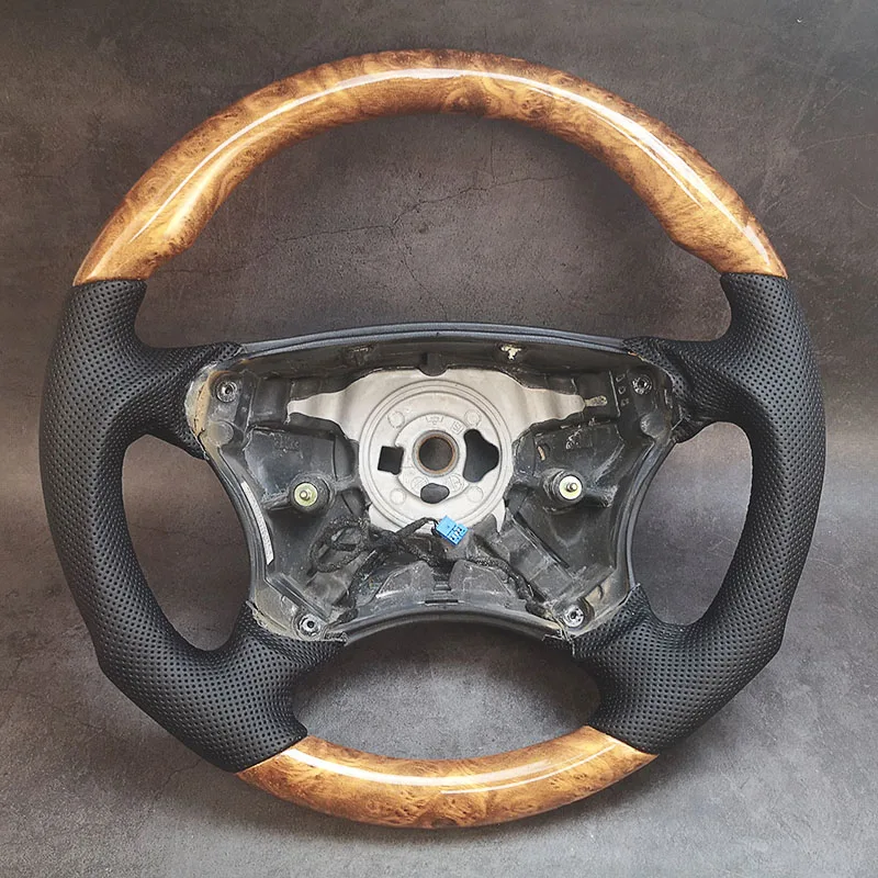 FOR 1998-2006 Mercedes CL55 AMG W215 S430 W220 Steering Wheel Chestnut Wood Gray Leather