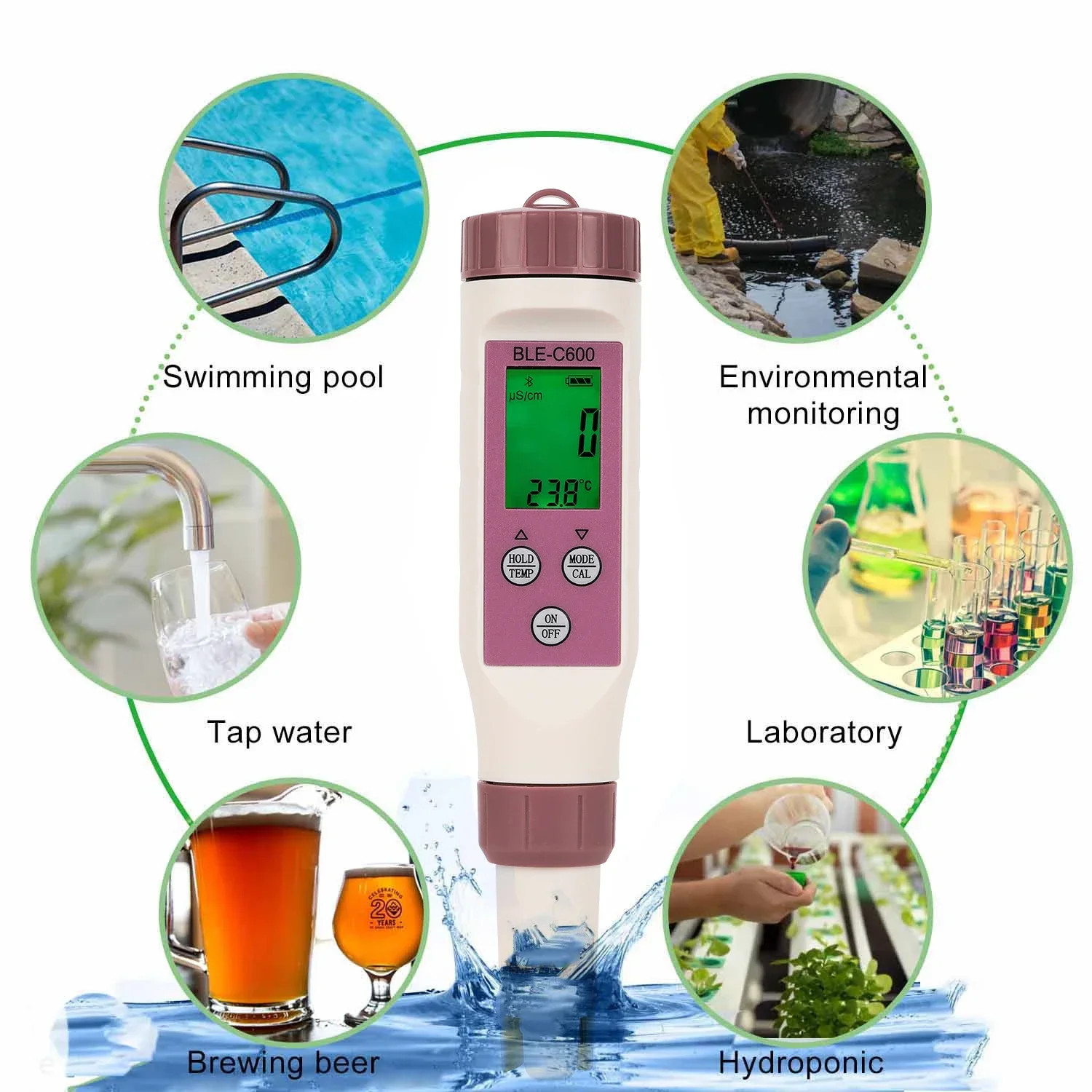 7‑in‑1 Digital Multiparameter Water Quality Meter BLE C600 TDS EC PH Salinity SG ORP Temp Tester for Swimming Pool Aquarium