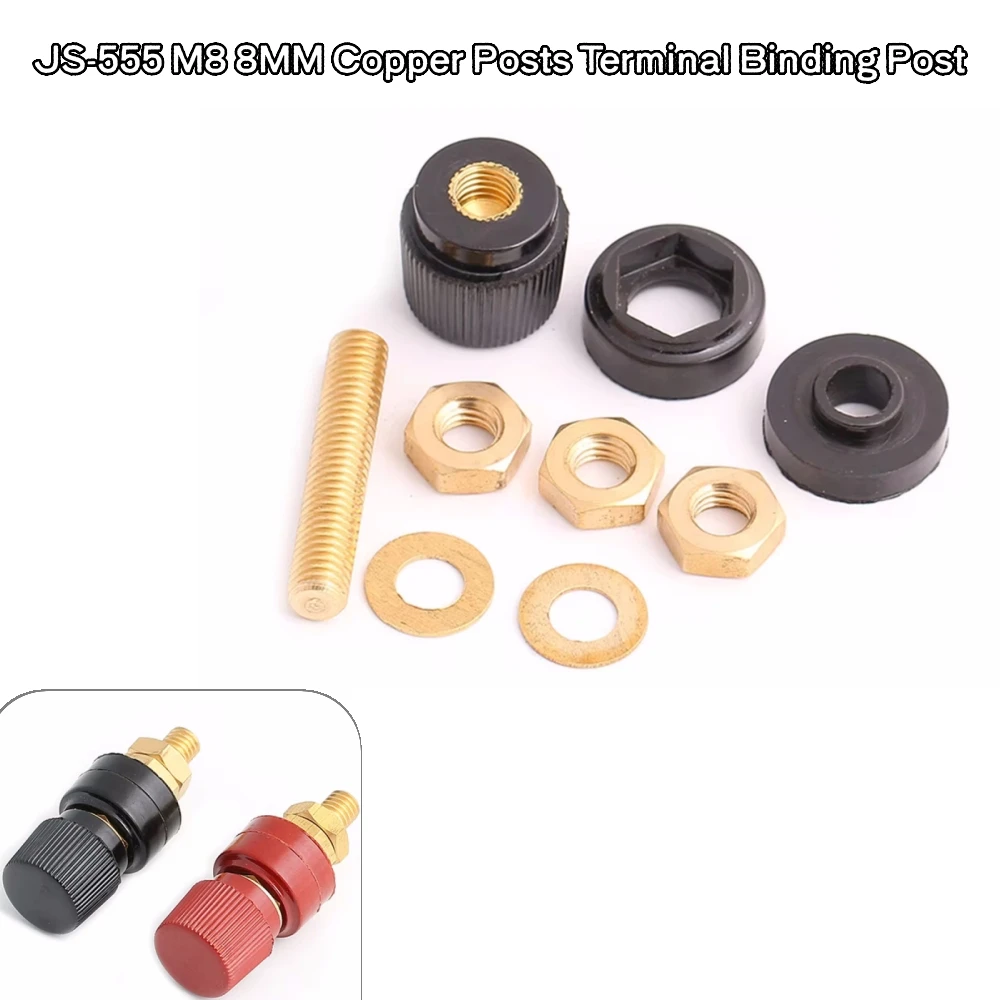 

Red/Black JS-555 M8 8MM Copper Posts Terminal Binding Post Blocks Power Supply Terminals Welding Machine Copper