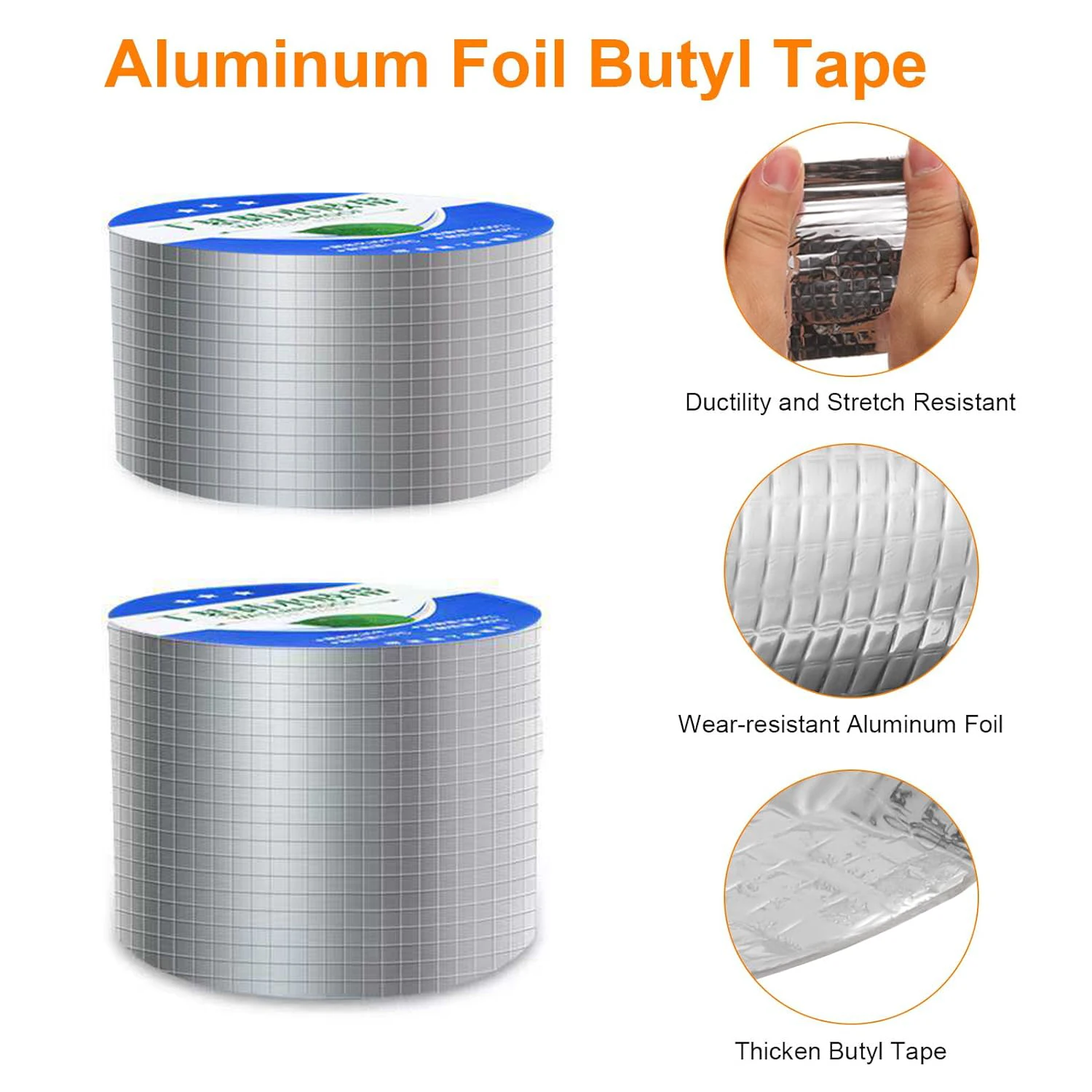 1-10m Self Adhesive Roof Repair Tape 5/10cm Width Waterproof Aluminum Foil Butyl Tape for Leak Sealing Patching Crack Repair