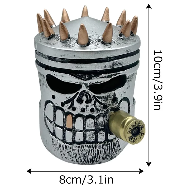AS94-Carving Piston Skull Face Sculpture Resin Art Figurine Creatives Handmade Head Statue Artwork Home Decorations,10X8x8cm Dur