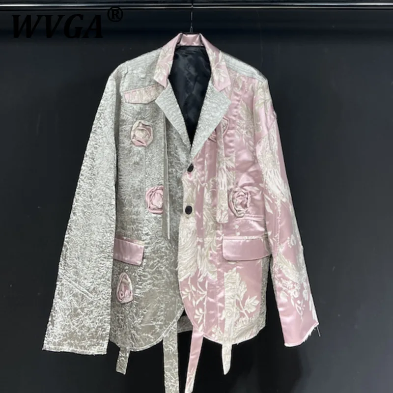 

WVGA Autumn Winter New Man Tide High Street Patchwork Color Design Trenty Balzer Niche Chic Casual Long Sleeve Suit Jacket W9524