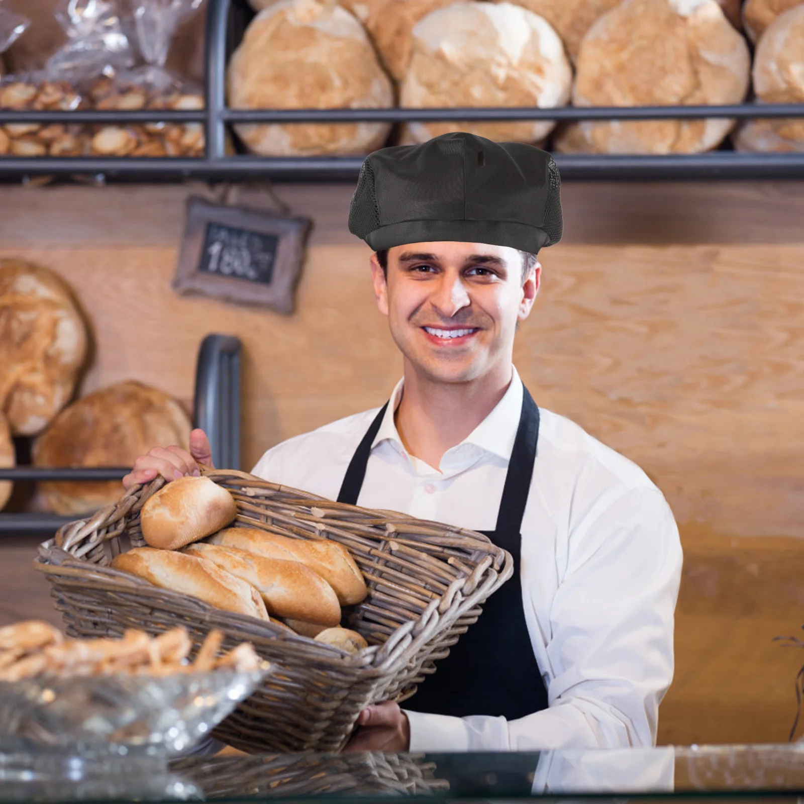 Boina de camarero para mujer, gorros y gorros para cocinero, Chef, trabajador, red para el pelo, poliéster, algodón, 2 uds.