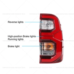 1 Pcs Car Rear Left/Right Tail Brake Light Assembly With Wiring Smoke Black Red For Toyota Hilux Revo 2020 2021 20022-Up