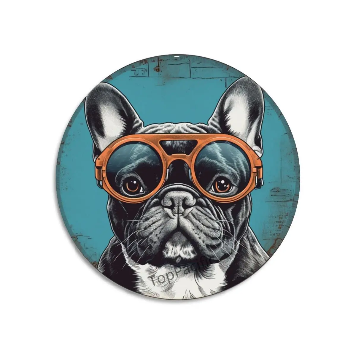 TopPacific Funny Metal Sign French Bulldogs with Swimming Goggles Tin Sign Art Poster Tin Sign Metal Home Bathroom Decor Animal 