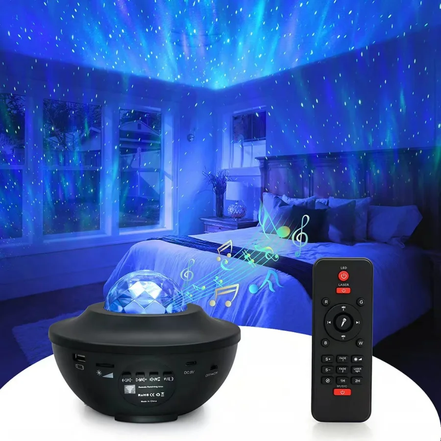 1PC Aurora Star Projector with Bluetooth Speaker | Remote & Timer | Starry Sky Night Light for Bedroom, Bar & Gift