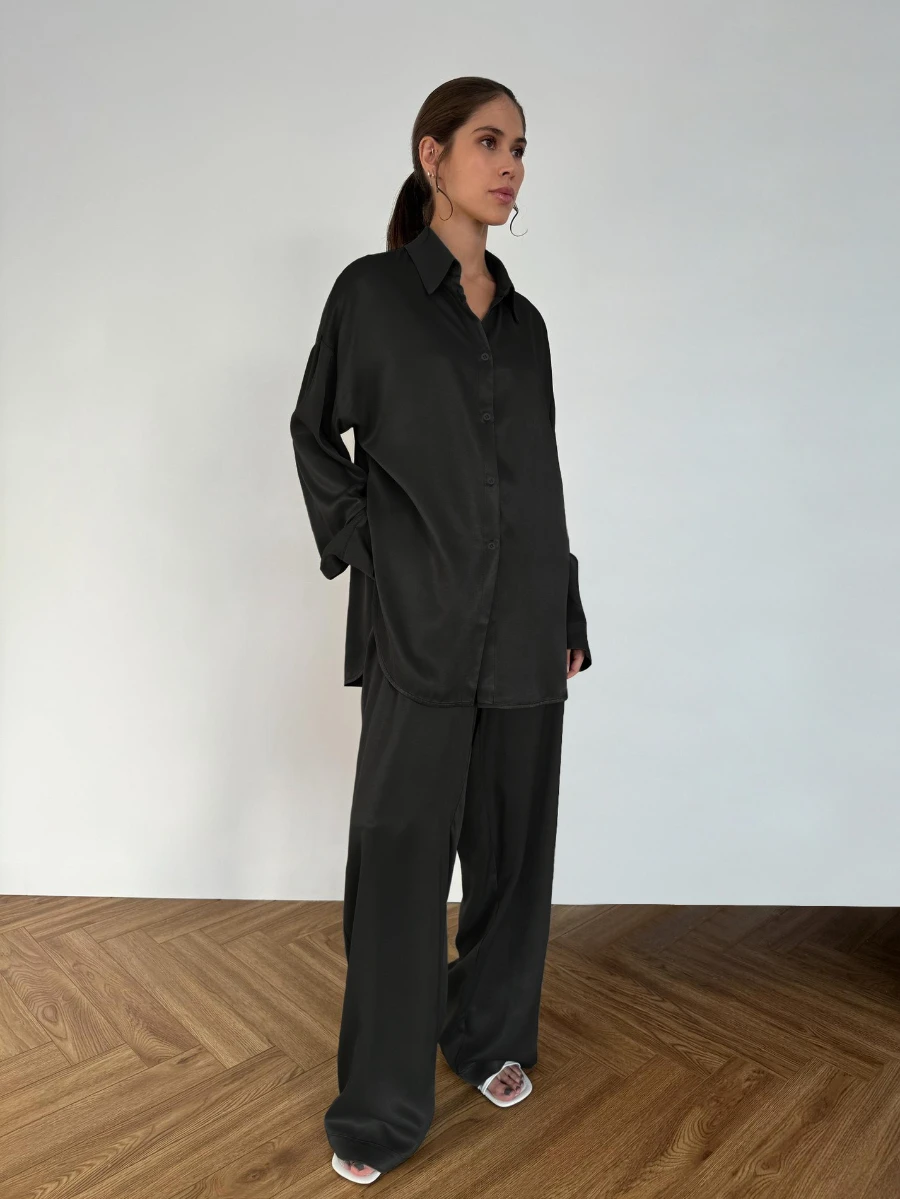 

Женский комплект пижамы Wolfeel: кардиган с воротником и брюки, новый, свободный крой, удобная домашняя одежда, комплект из 2 предметов