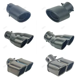 Car Exhaust Muffler Tip Nozzle Tail Pipe Stainless Steel Muffler Double Square TailPipes Exhaust System Inlet 60mm