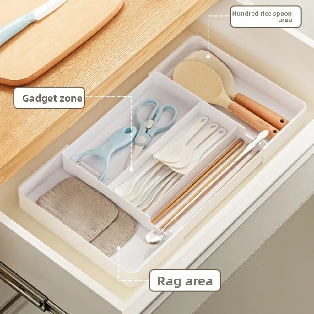 Scalable Cabinet Storage Drawer Retractable Compartment Stationery Container PET Plastic Storage Box Hidden Drawer Home