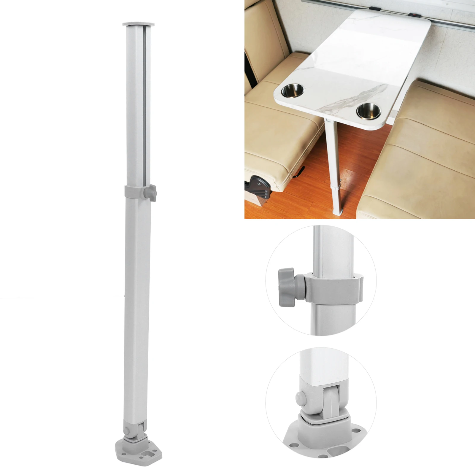 

Adjustable Table Leg RV Table Stand Telescopic 510‑760mm Oxidation Resistant for for Yachts for Home