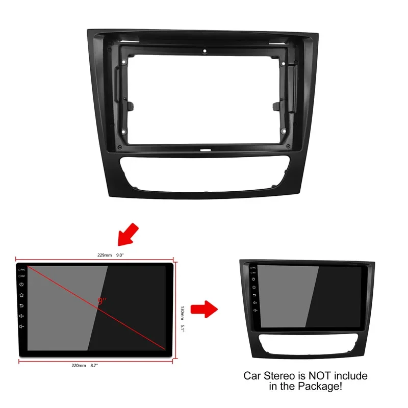 9 inch car Radio Frame For Mercedes-Benz E-Class W211 W209 E280 E200 E240 2002-2010 Car panel radio frame Bezel Faceplate