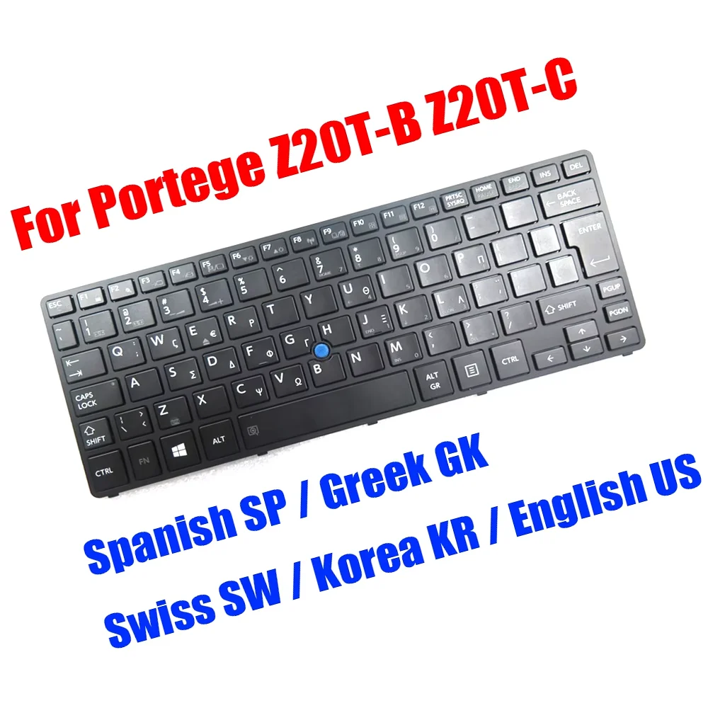 KR SP SW US Laptop Keyboard For Toshiba For Portege Z20T-B Z20T-C G83C000FR3 NSK-V12BN 9Z.NAJBN.20S Black With Backlit&Pointing