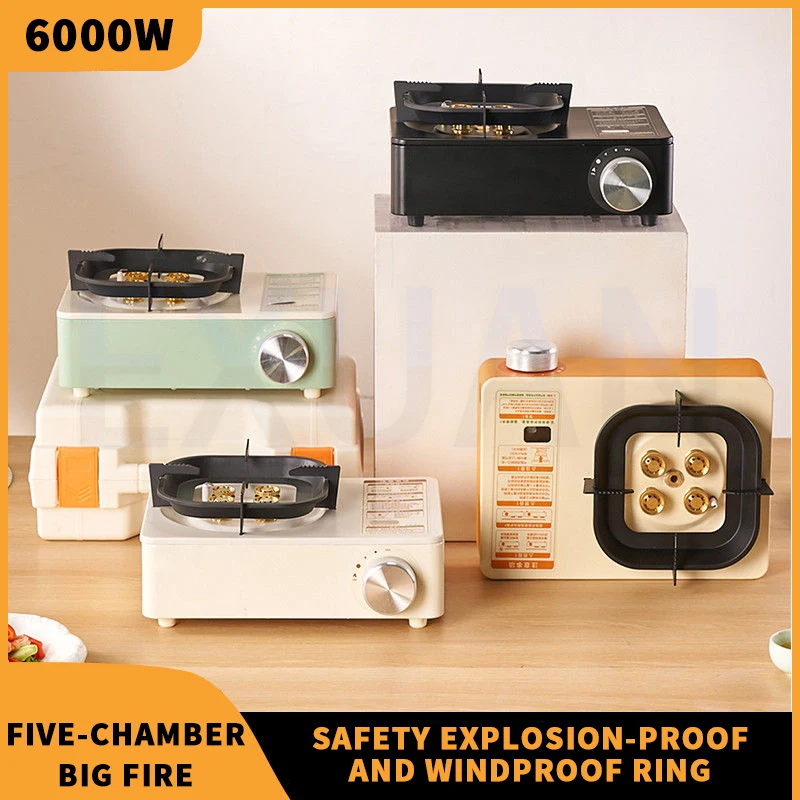 

Camping Gas Stove 6000W High Firepower Outdoor Gas Windproof Explosion-proof Portable Cassette Burner For Picnic Hiking Trekking