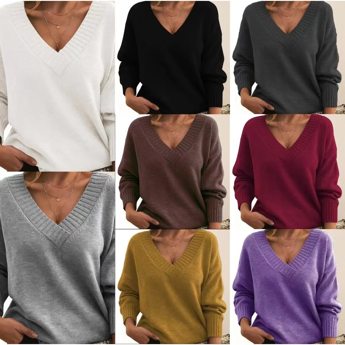 Loose Women's V-Ne Pullover Knitwear Versatile Casual Sle Comfortable Fit Autumn Season  Color Faion Trend