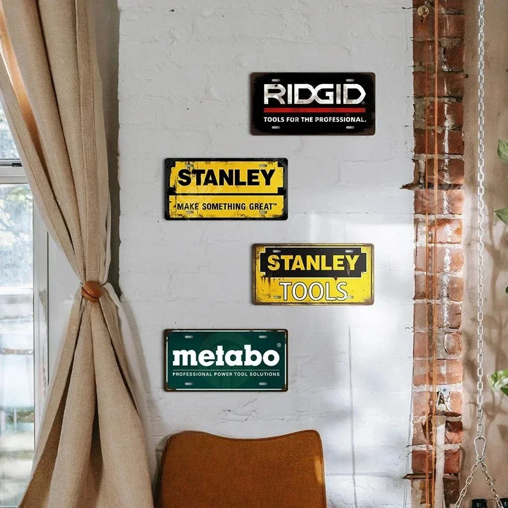 Hardware Tool Tin Sign Shabby Rust Style Tinplate Signs Garage Workshop Decorative Crafts Metal Wall Plaques License Plate Decor
