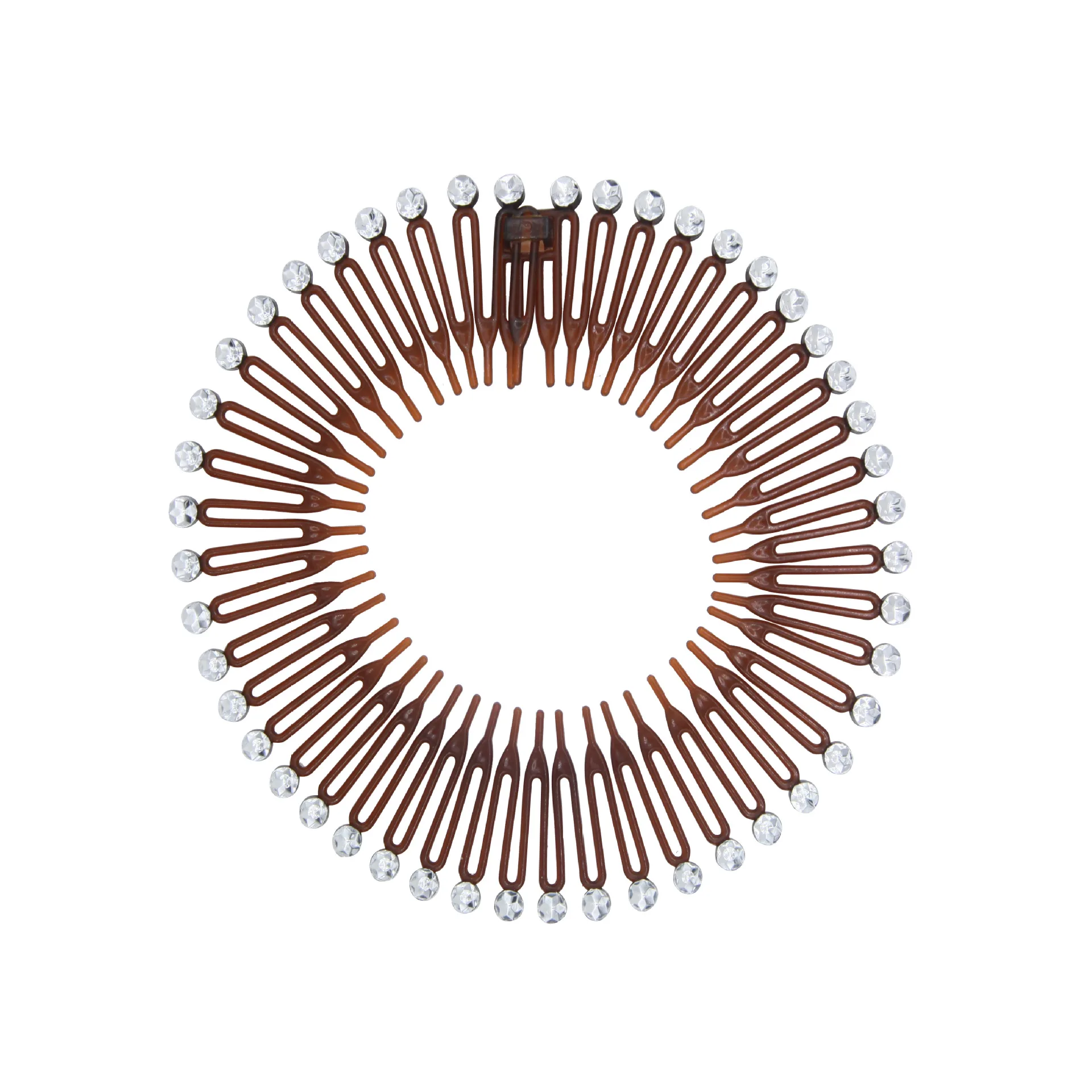 15 Stück volle runde Stretch kamm Stirnbänder flexible Kunststoff Kreis Haar wickel Haarband halter – Detail 14