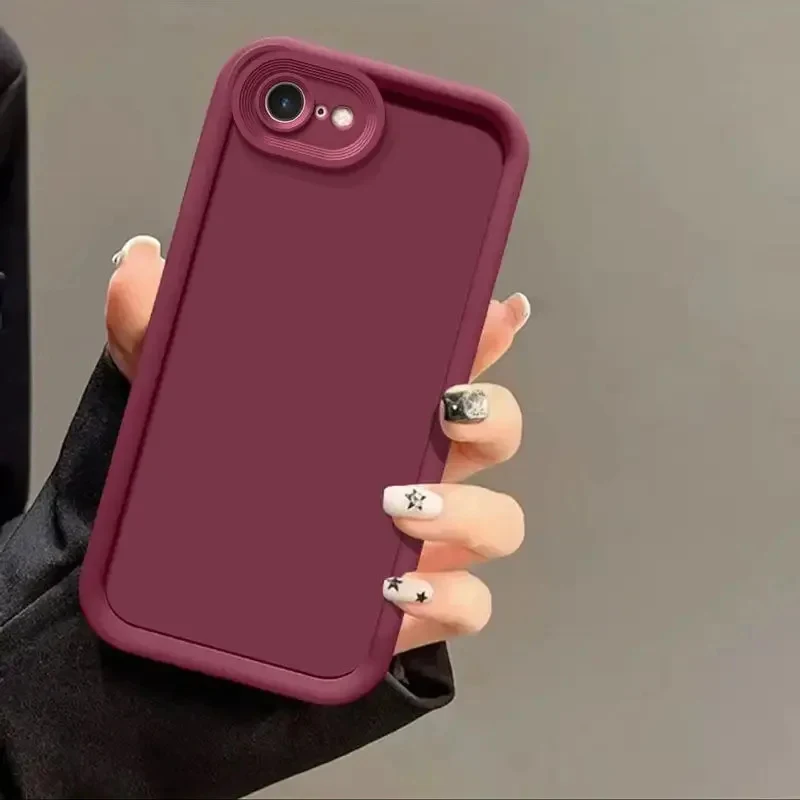 Para Apple iPhone 5 6 6S SE 2016 7 Plus 8 P Plus SE2 SE3 SE4 2024 16E 16 E Capa de Telefone com Sensação de Pele Retrô, Acabamento Fosco, Armadura com Moldura Quadrada