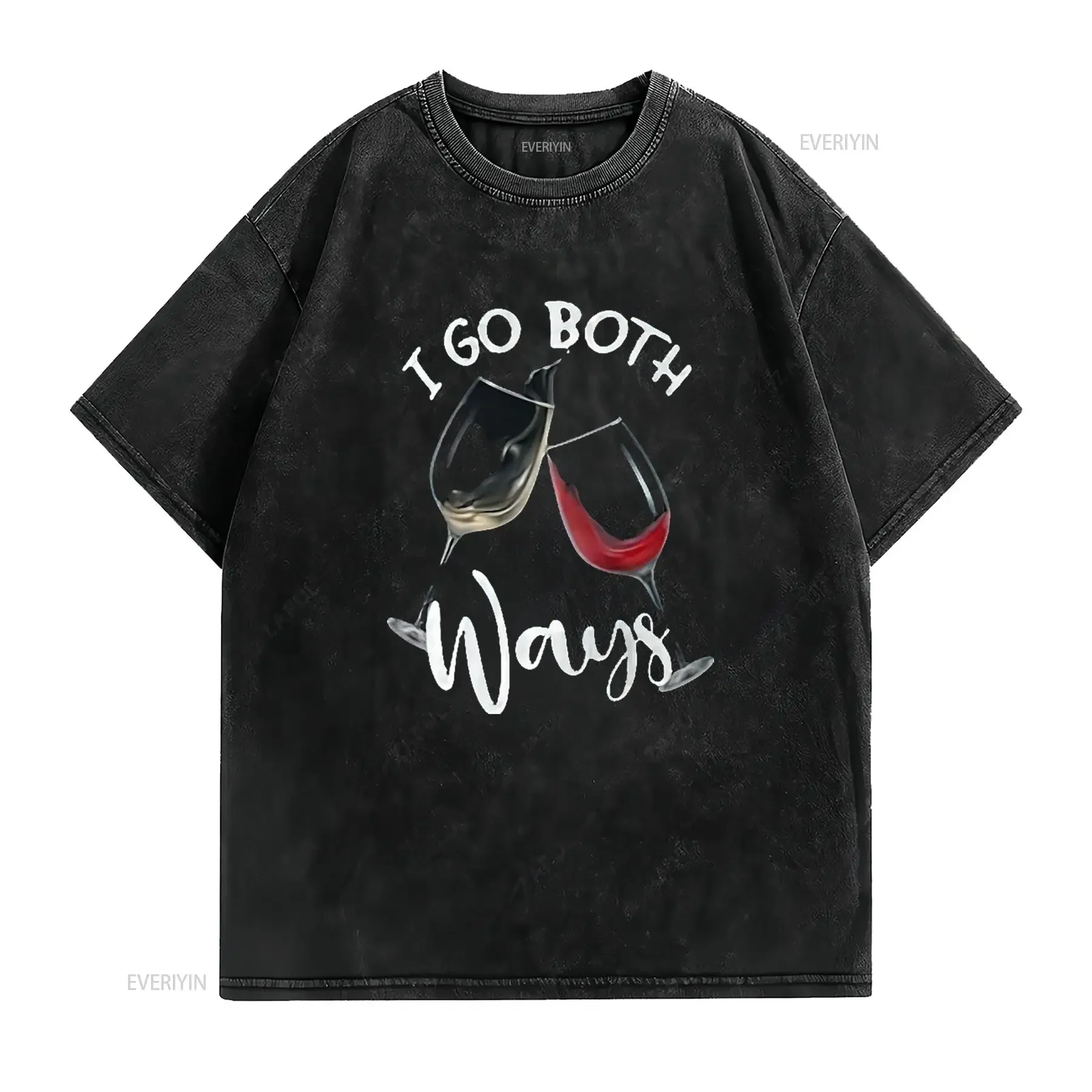 تي شيرت نسائي باللونين الأبيض والأحمر I Go على كلا الطريق للعطلات تي شيرت أسود X كبير عتيق مغسول قليلاً يسمح بمرور الهواء للرجال أنيق