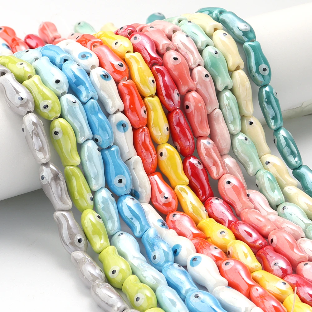 10Pcs Cute Little Fish Ceramic Beads Colorful Porcelain Fish Beads For Jewelry Making DIY Bracelet Necklace Accessories