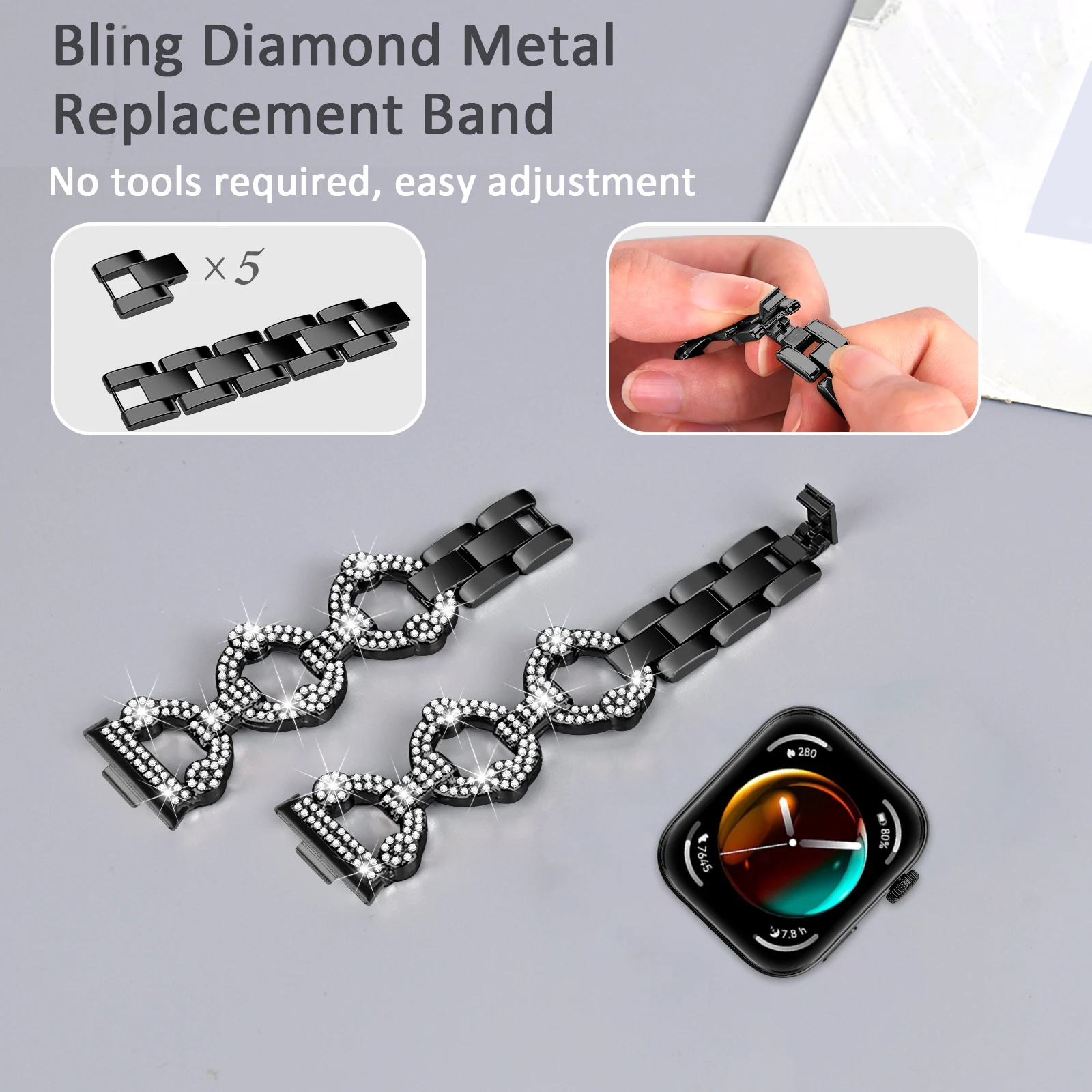 สายสแตนเลสสําหรับนาฬิกา Huawei Fit 3 สายวงกลมผู้หญิงผู้ชายเพชรสร้อยข้อมือโลหะสําหรับ Huawei Fit 3 สมาร์ทวอท์ช