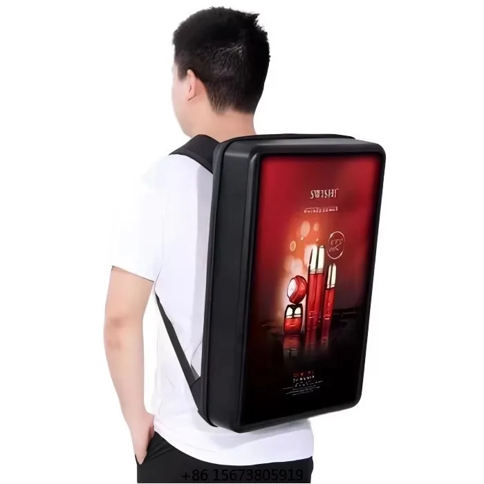 

LED Backpack Screen WiFi 4G Cloud Update Rechargeable Battery Digital Signage Outdoor Advertising Mobile Wearable