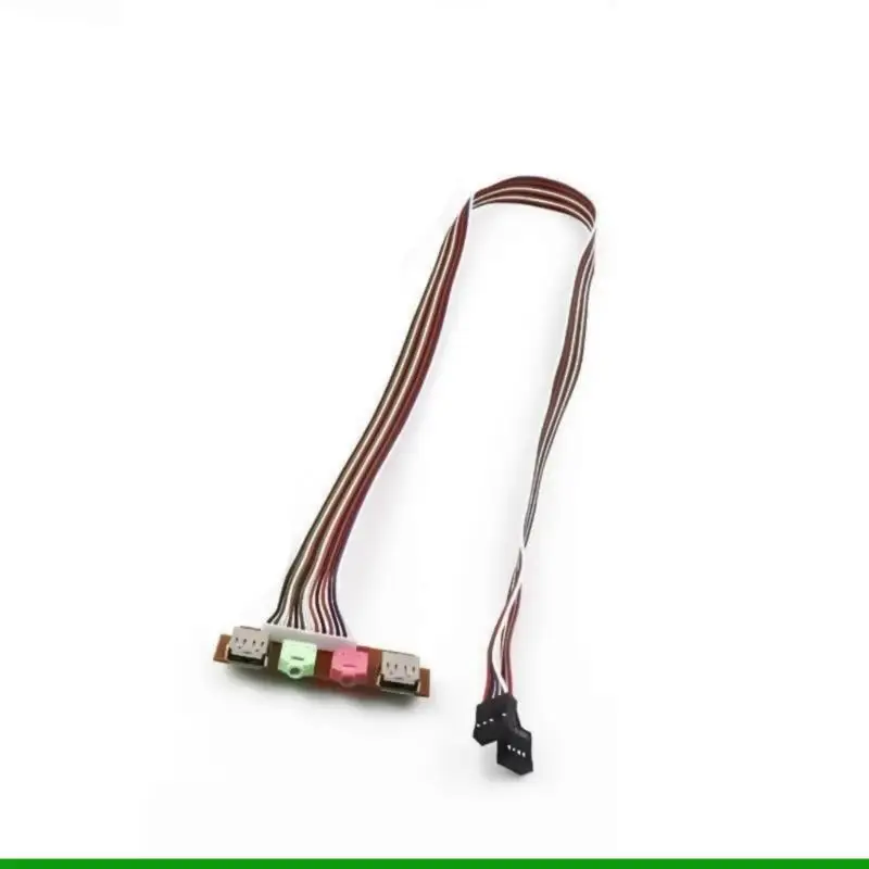 U55C Computer Cable Connectors Case Front Panel USB 3.5mm Front USB2.0 Plug Guard Extend Microphones Earphone Cable