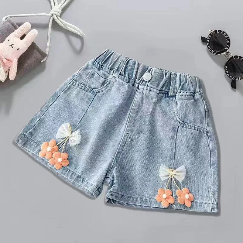 Girl Jeans Shorts Kids Denim Short Pants Baby Casual Shorts Beach Bottoms Fit 4-13 Years Child Summer Clothes