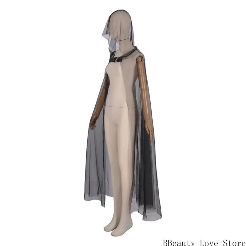 

Medieval Renaissances Hooded Cloak Halloween Cosplay Costume Sheer Mesh Witches Witch Cloak for Haunted Houses Party
