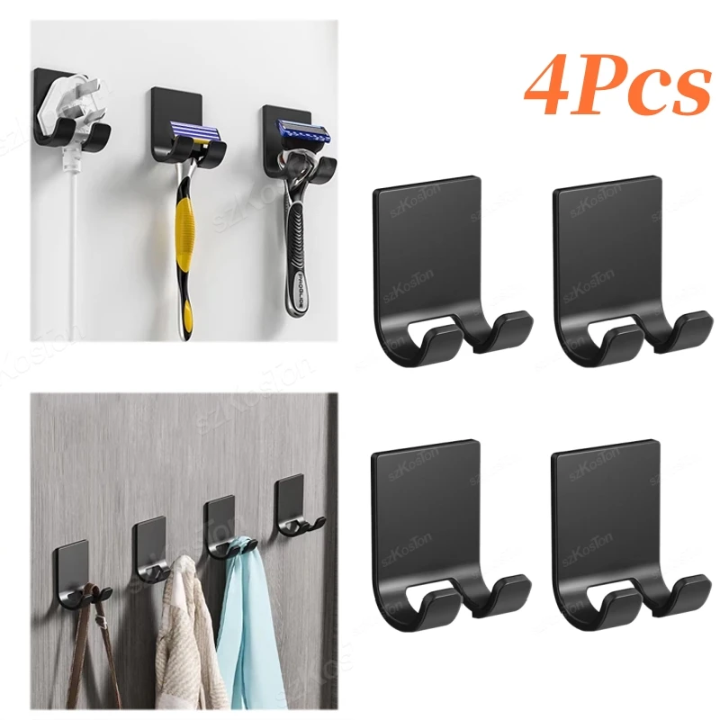 Adhesive Razor Holder Wall Mounted Bathroom Waterproof For Shower Towel Hook Rack Gillette Shaver Shaving Holder Black Hook