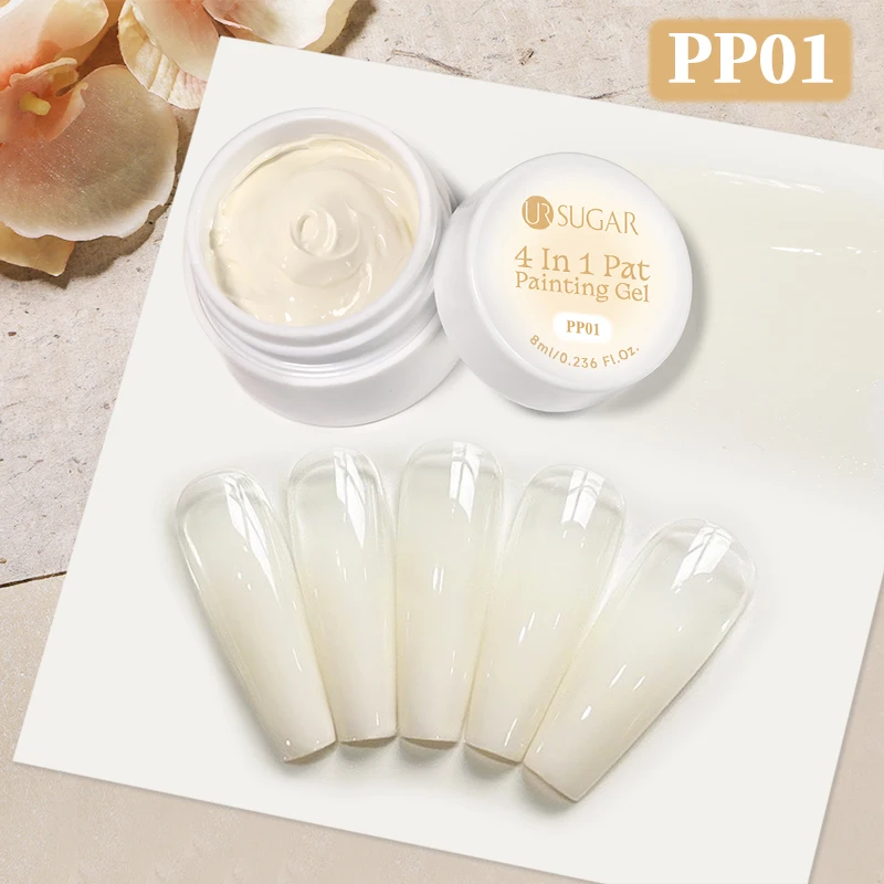 UR SUGAR 1/2 Stück Weißes Pat Painting Gel Nagellack 4-in-1 Gradient French Cover Edge Lines Nagelstempelmuster Nagel-DIY-Pattin