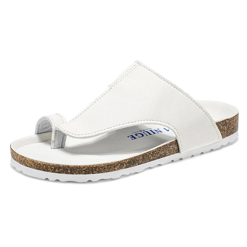 Summer Plus Big Size 48 49 Cork Slippers Men Women Clogs Flip Flops Microfiber Leather Casual Sandals Unisex view 2